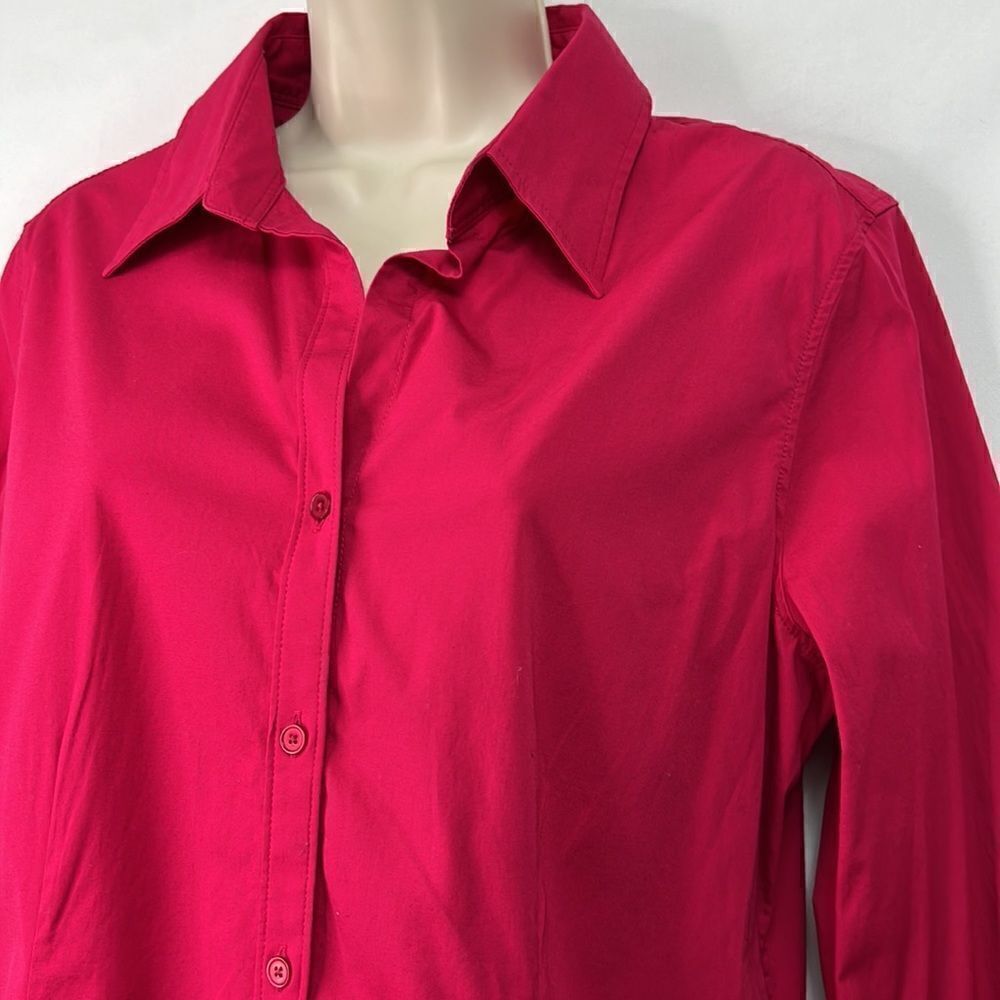 Talbots Fuchsia Pink Button Front Stretch Blouse … - image 3